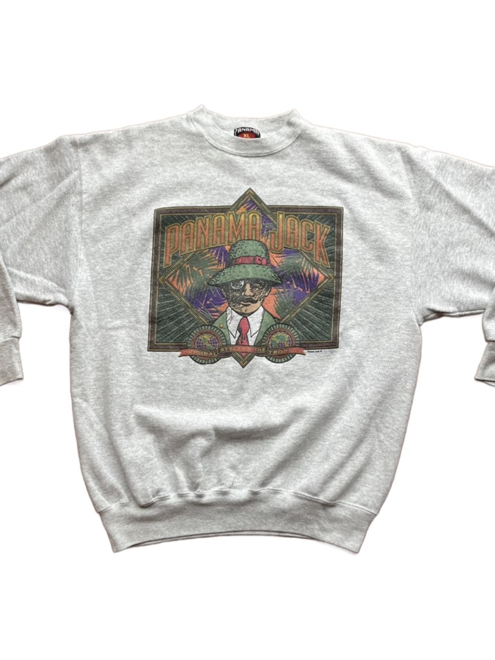 Panama Jack Light Gray Graphic Crewneck Sweatshirt with Multicolor Print